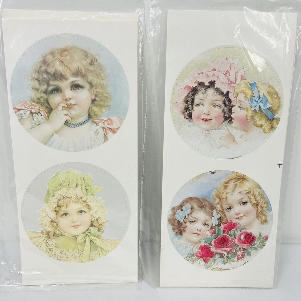 Old Print Factory Victorian Sweetheart Stickers Set Christmas Vintage Style